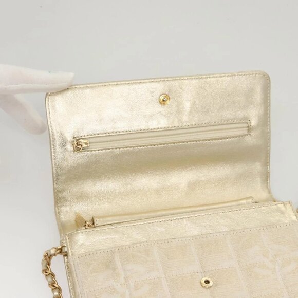 CHANEL New Travel Line Chain Wallet Nylon Gold CC Auth 119624 - Picture 10 of 16
